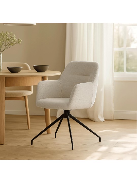 Spisestuestol Merlinda stof Teddy, creme