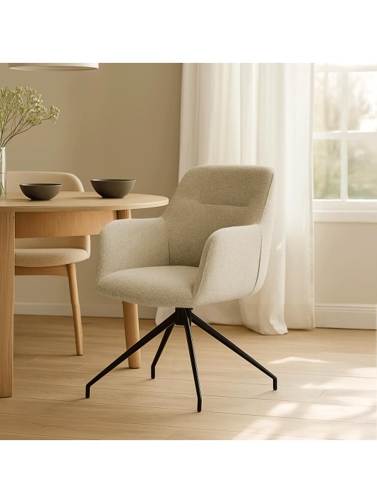 Spisestuestol Merlinda stof Teddy, taupe
