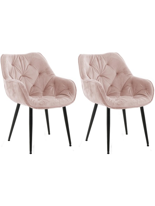 Sæt med 2 stole Tanna velvet, pink