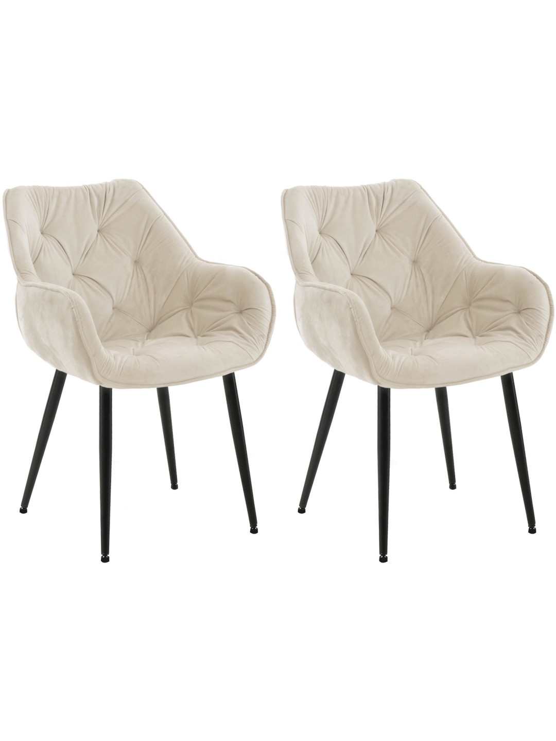 Sæt med 2 stole Tanna velvet, creme