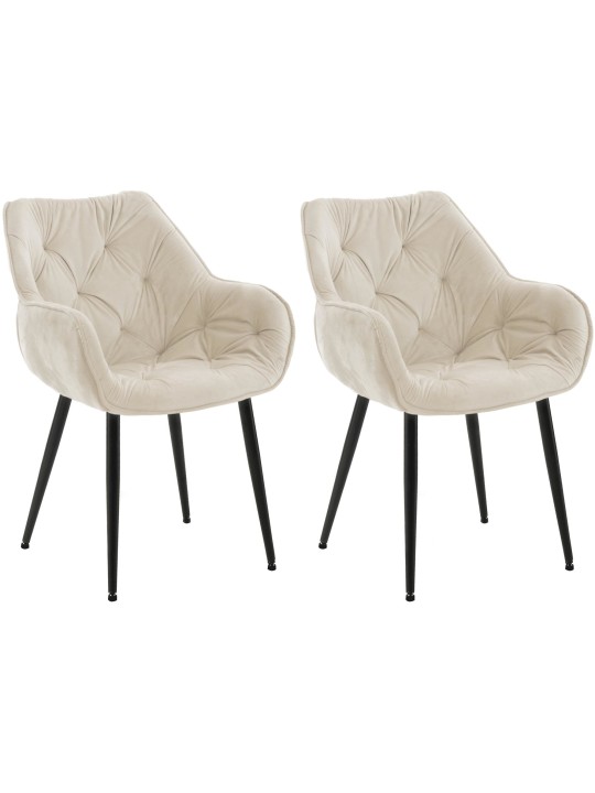 Sæt med 2 stole Tanna velvet, creme