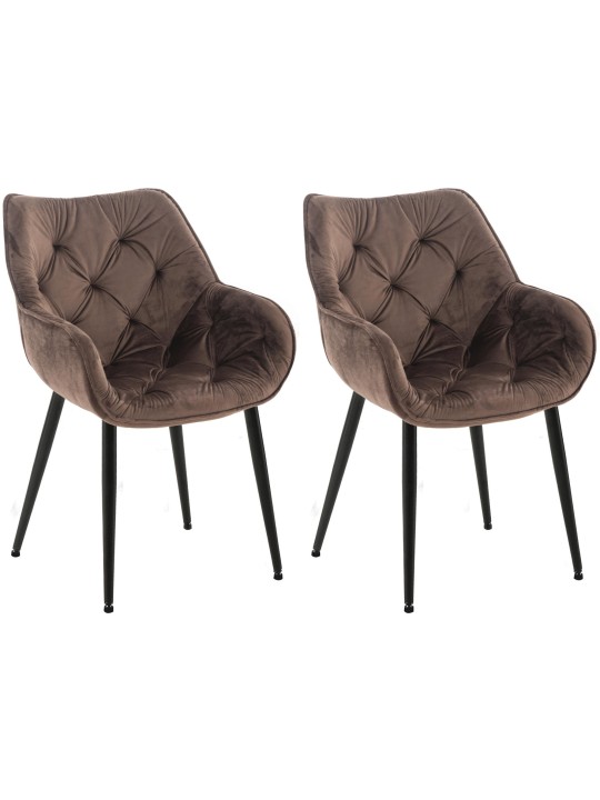 Sæt med 2 stole Tanna velvet, brun
