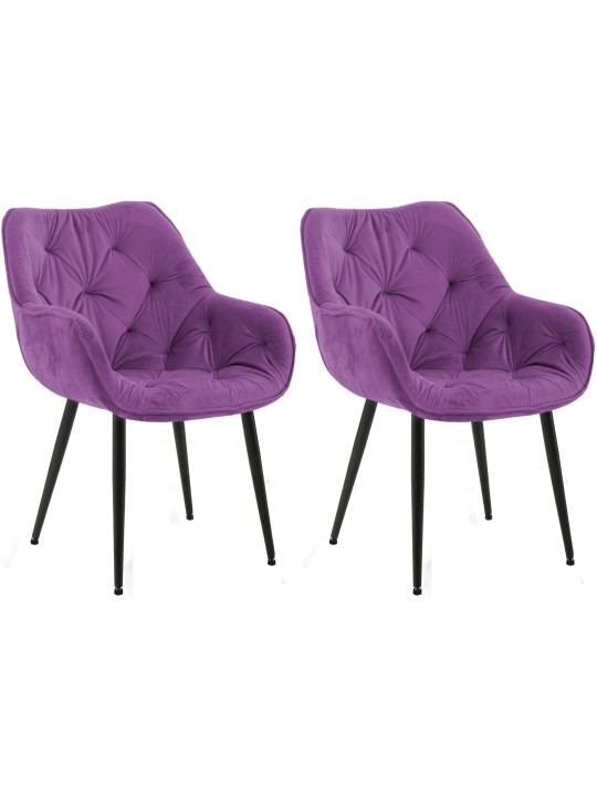 Sæt med 2 stole Tanna velvet, lilla