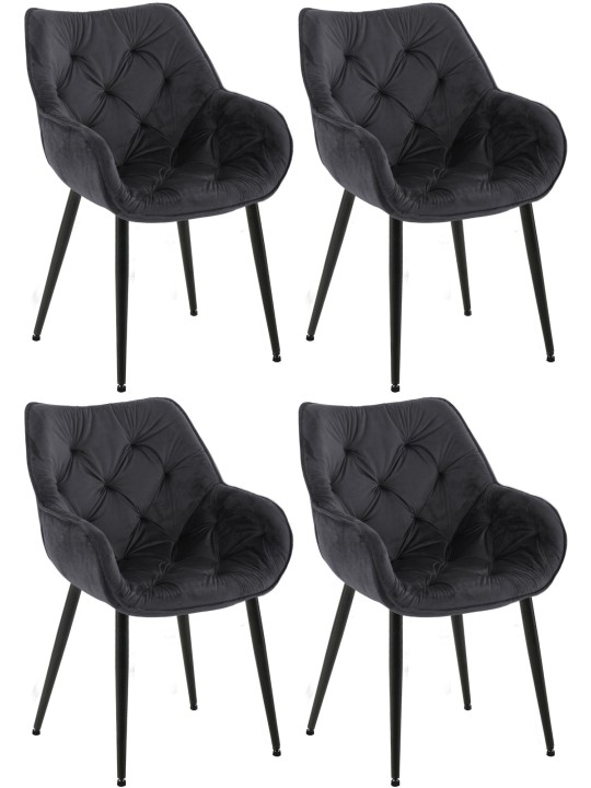 Sæt med 4 stole Tanna velvet, sort Sæt med 4 stole Tanna velvet, sort