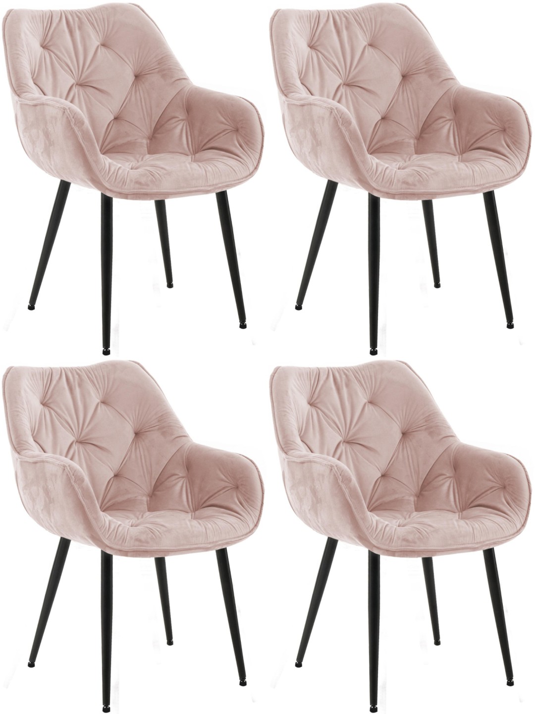 Sæt med 4 stole Tanna velvet, pink