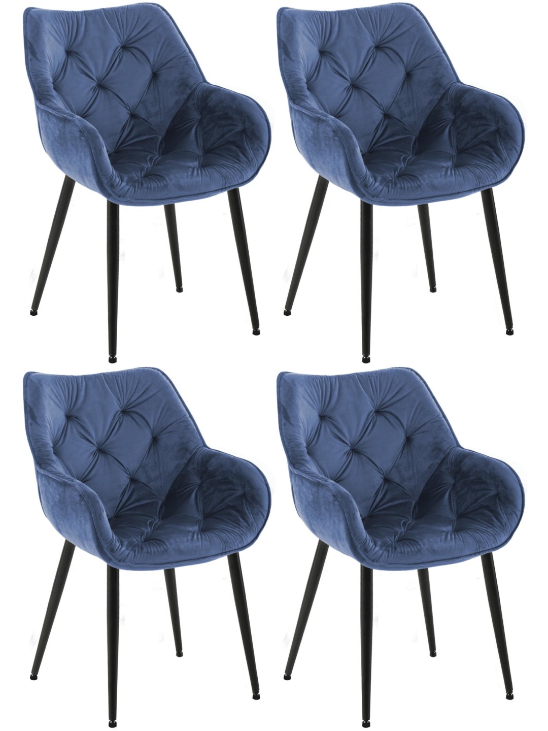 Sæt med 4 stole Tanna velvet, blå