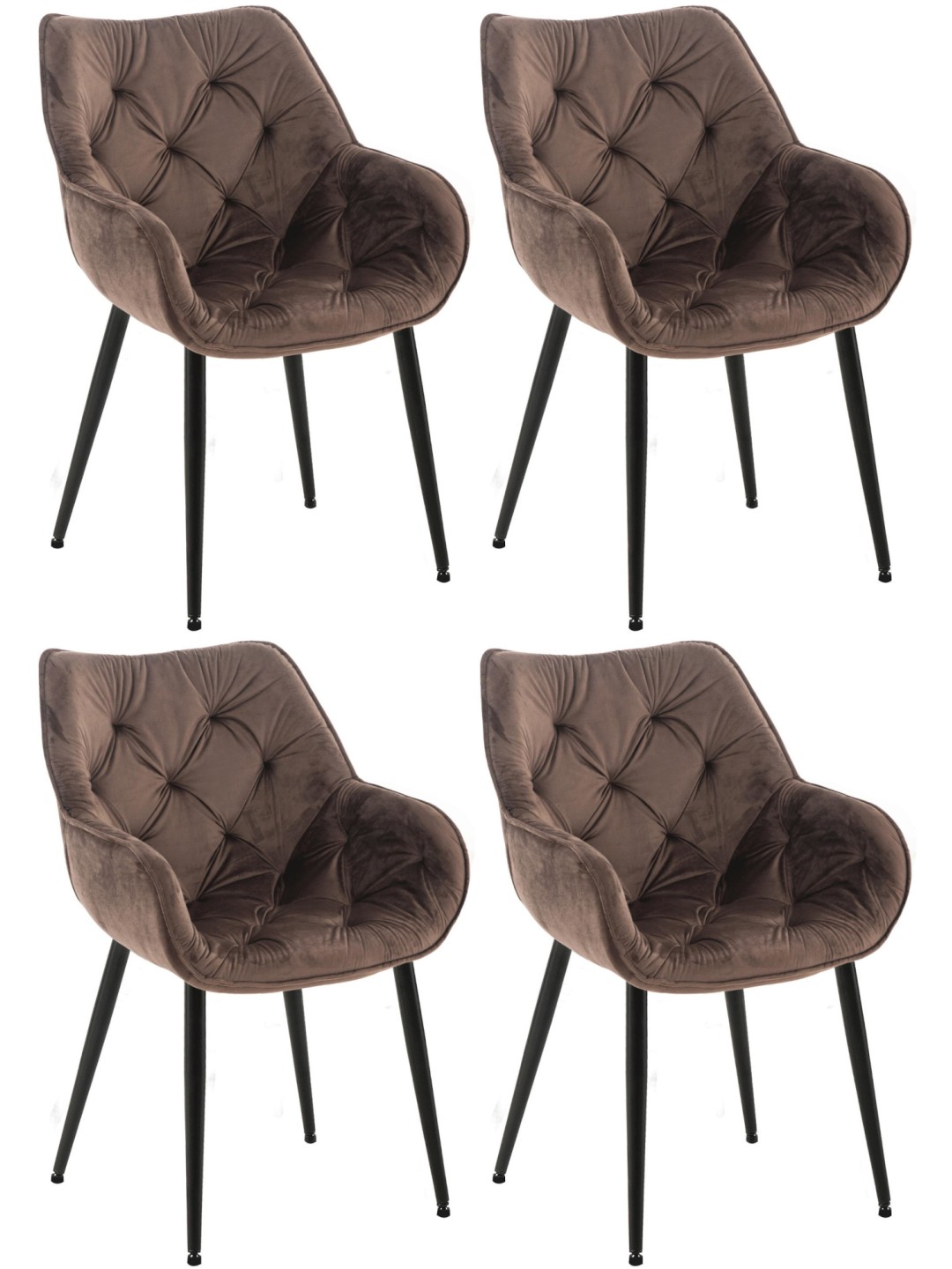 Sæt med 4 stole Tanna velvet, brun