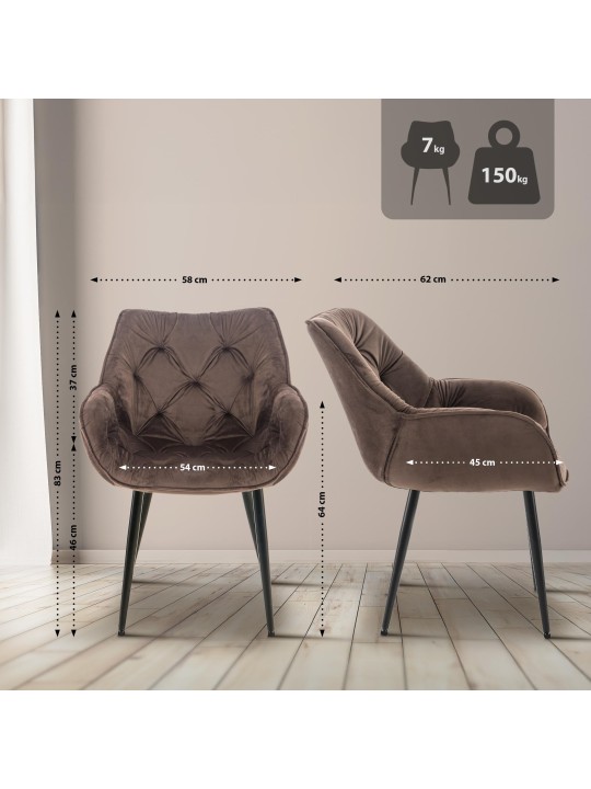 Sæt med 4 stole Tanna velvet, brun Sæt med 4 stole Tanna velvet, brun