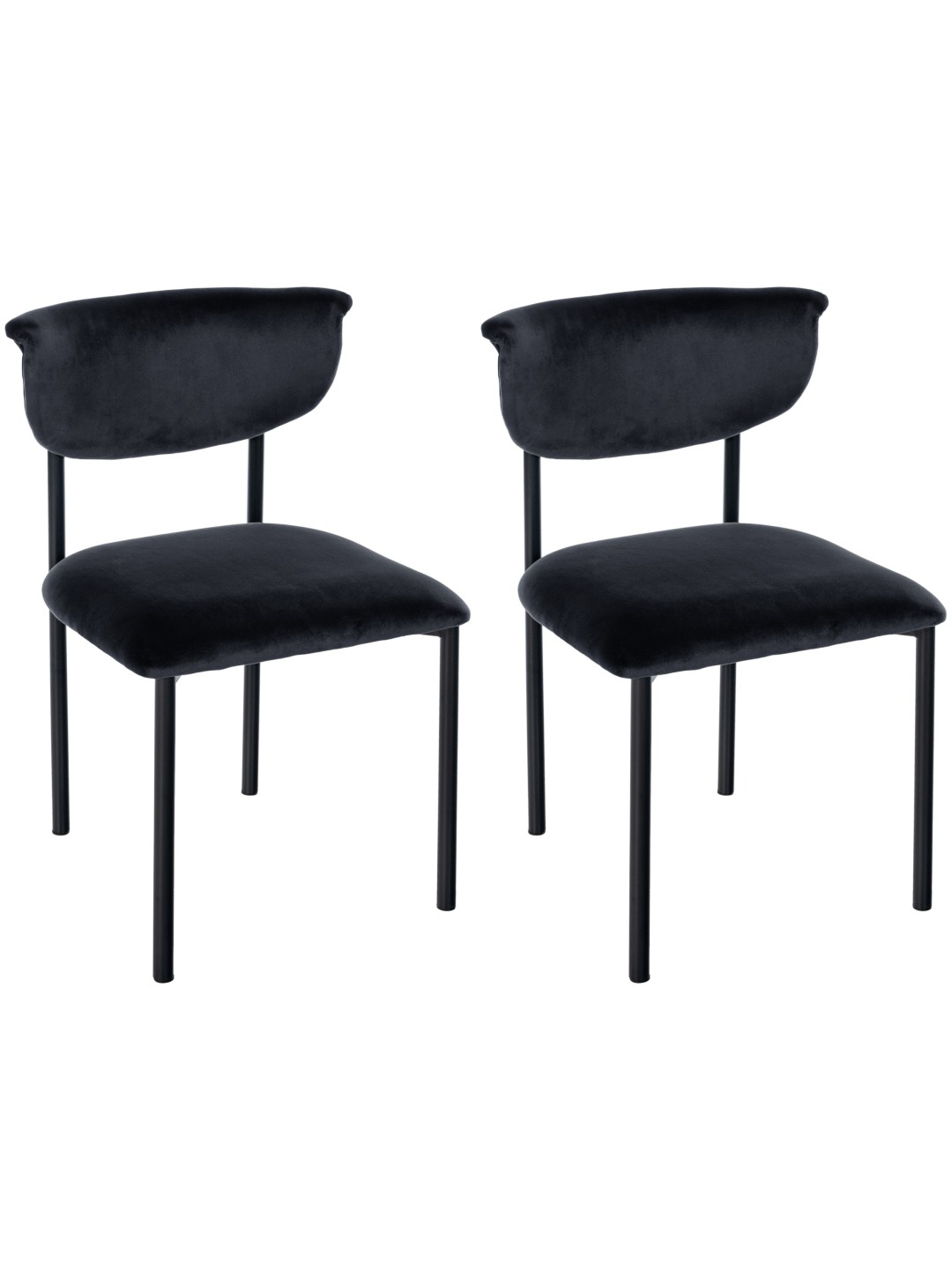 Sæt med 2 besøgsstole Gambell velvet, sort