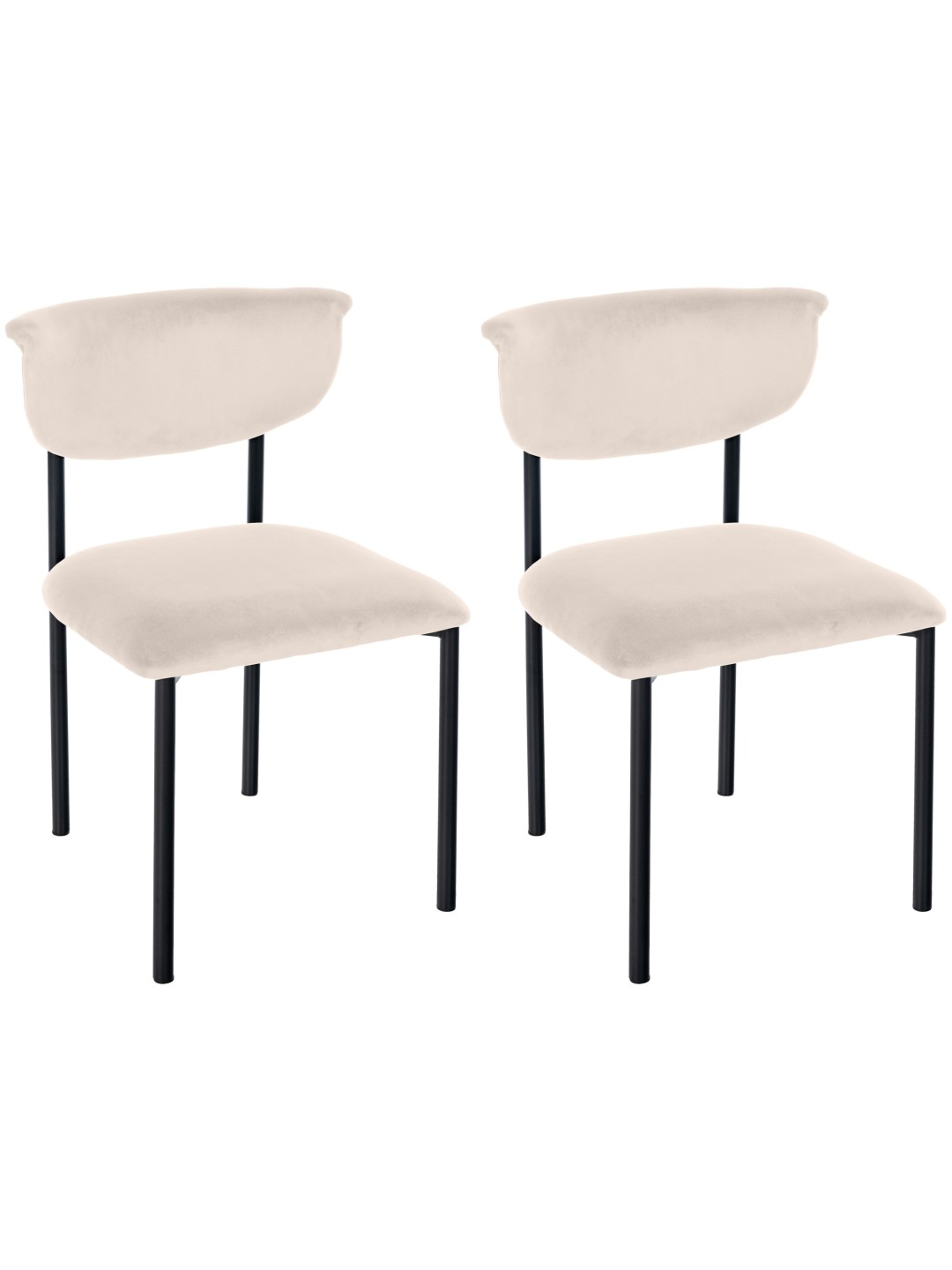 Sæt med 2 besøgsstole Gambell velvet, creme