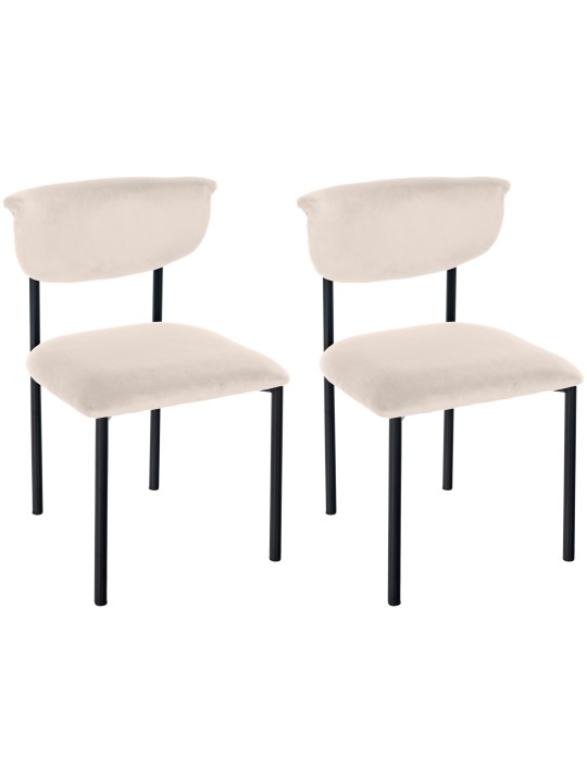 Sæt med 2 besøgsstole Gambell velvet, creme