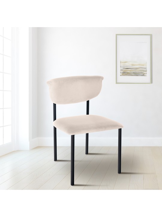 Sæt med 2 besøgsstole Gambell velvet, creme