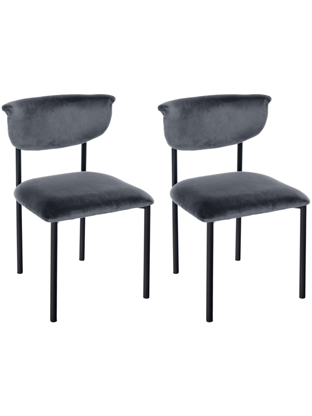 Sæt med 2 besøgsstole Gambell velvet, mørkegrå