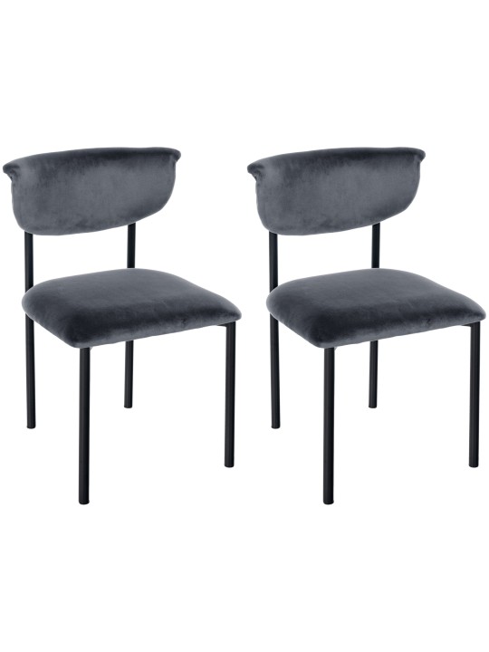 Sæt med 2 besøgsstole Gambell velvet, mørkegrå