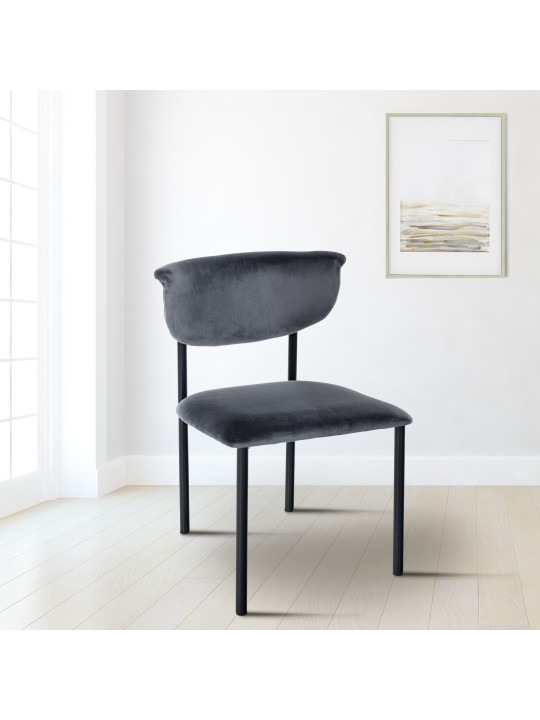 Sæt med 2 besøgsstole Gambell velvet, mørkegrå