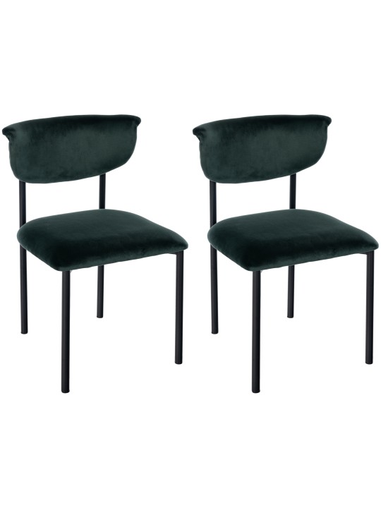 Sæt med 2 besøgsstole Gambell velvet, mørkegrøn