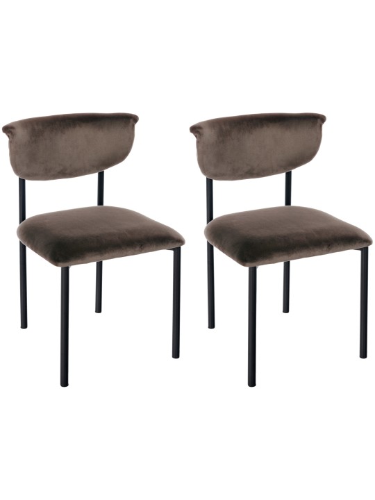 Sæt med 2 besøgsstole Gambell velvet, brun