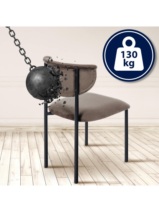 Sæt med 2 besøgsstole Gambell velvet, brun