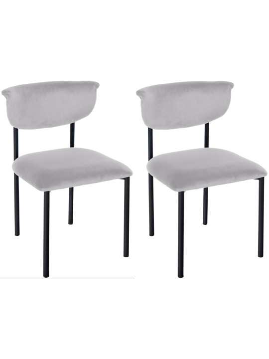 Sæt med 2 besøgsstole Gambell velvet, grå