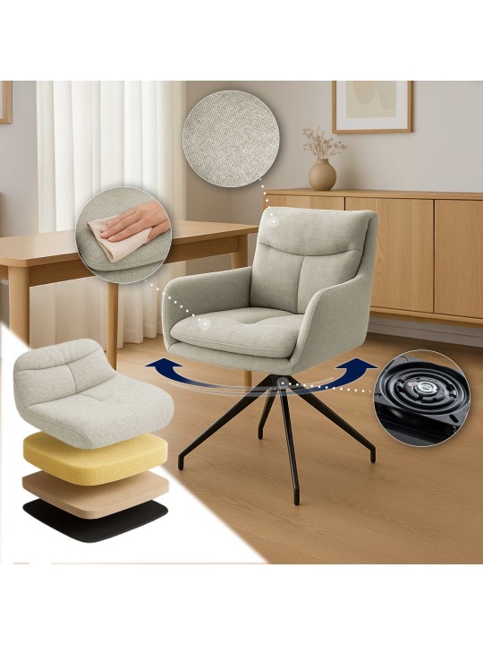 Spisestuestol Somers stof, creme