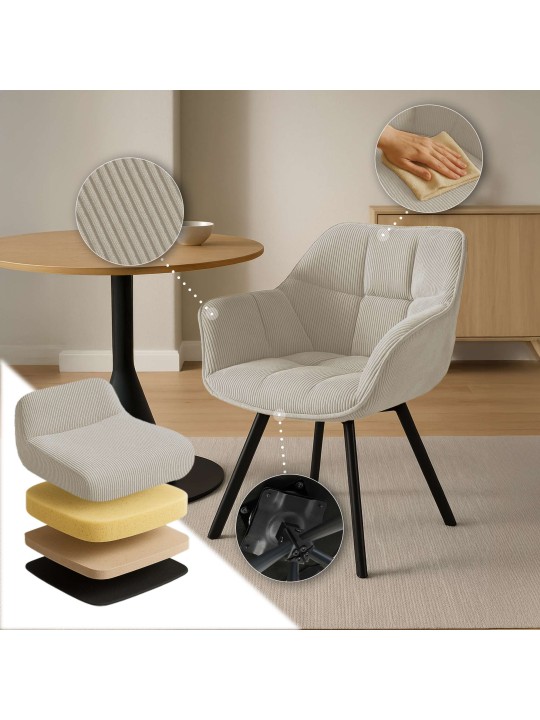 Spisestuestol Jordi Cord, creme Spisestuestol Jordi Cord, creme