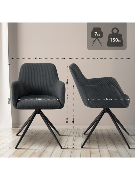 Olema Cord spisestuestol, sort