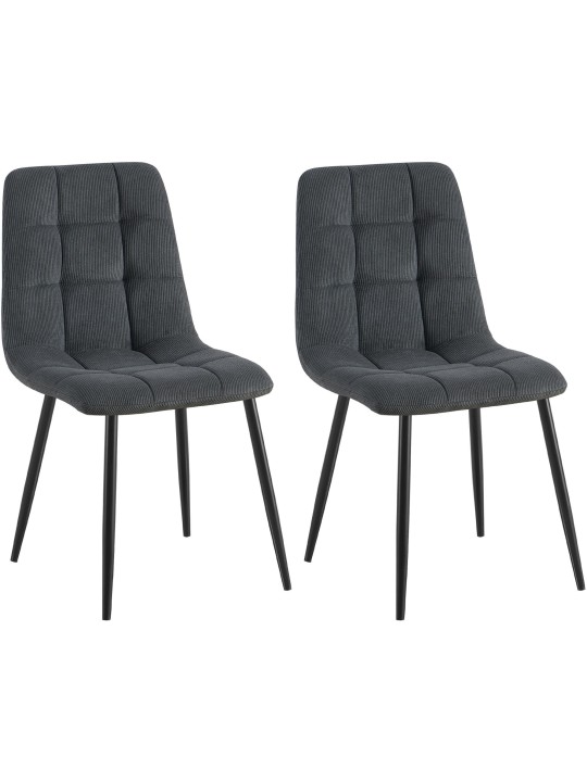 Sæt med 2 spisestuestole Tilde Cord, sort