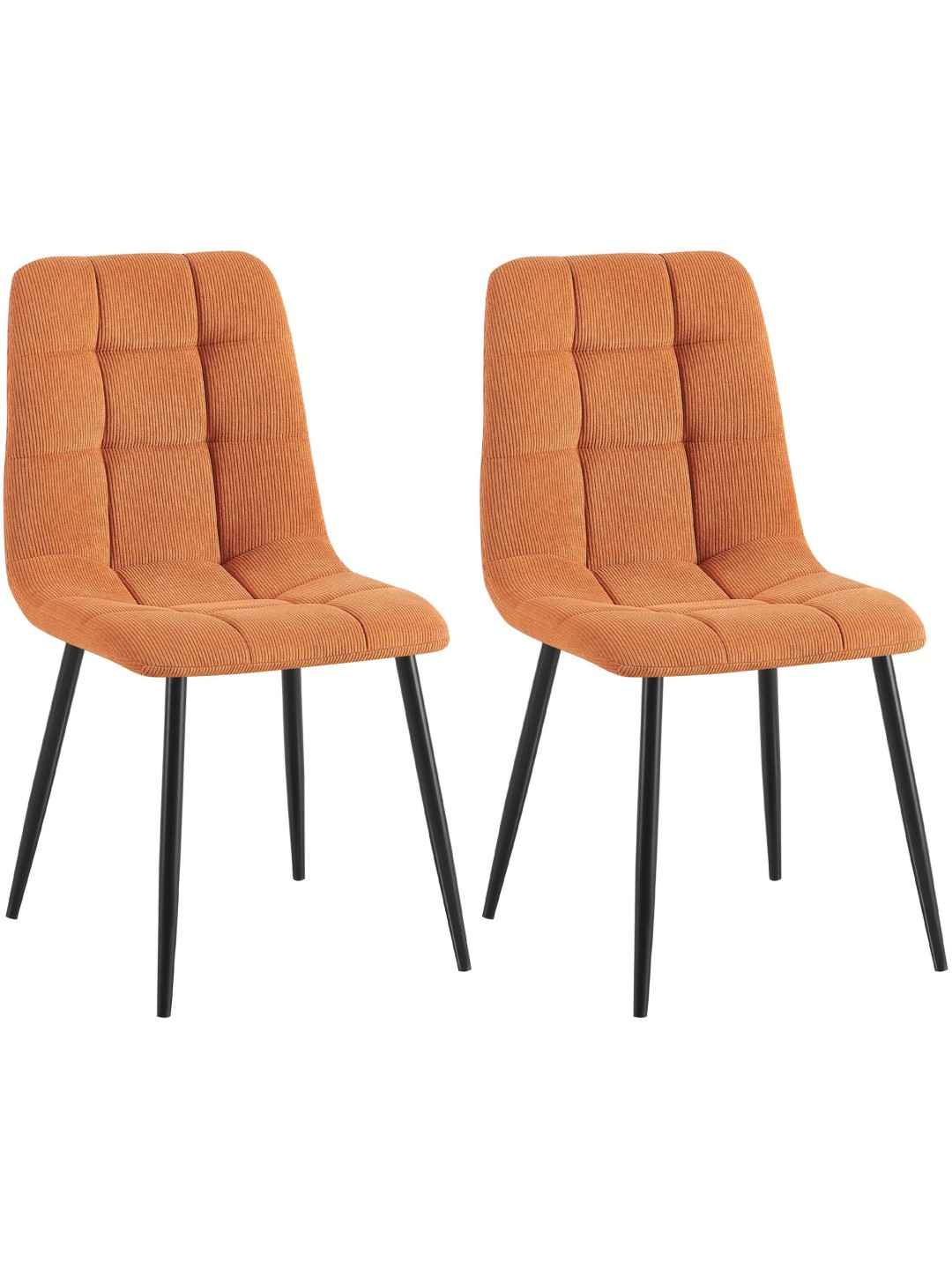 Sæt med 2 spisestuestole Tilde Cord, orange