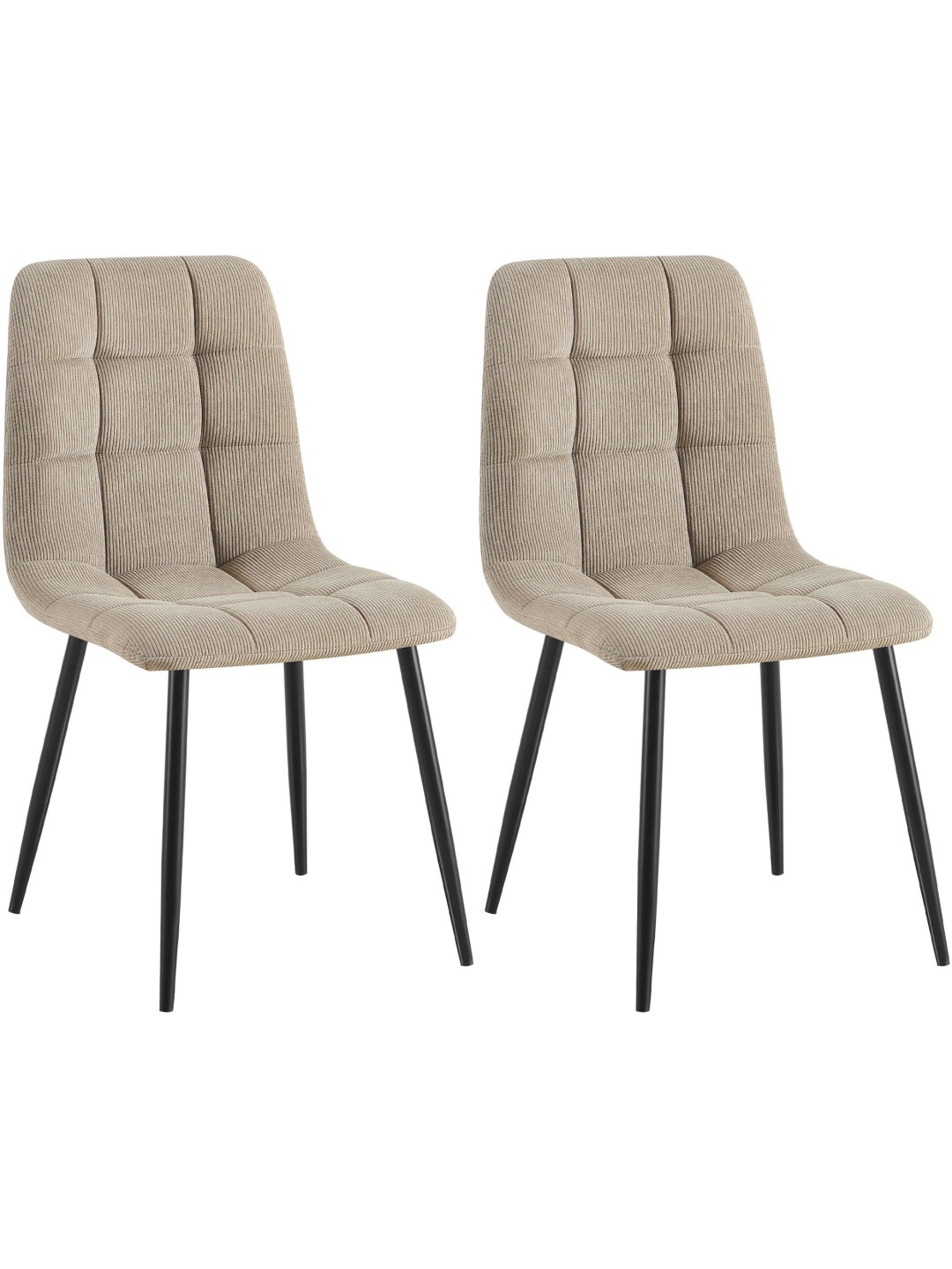 Sæt med 2 spisestuestole Tilde Cord, taupe