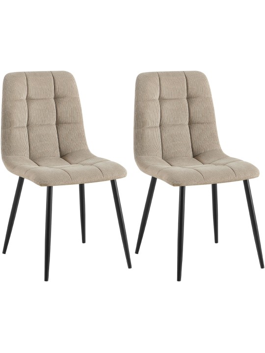 Sæt med 2 spisestuestole Tilde Cord, taupe