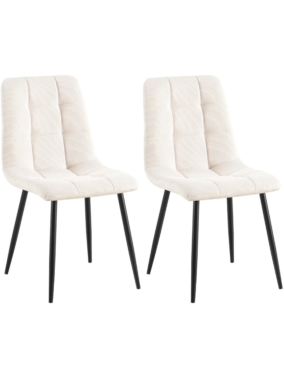 Sæt med 2 spisestuestole Tilde Cord, creme