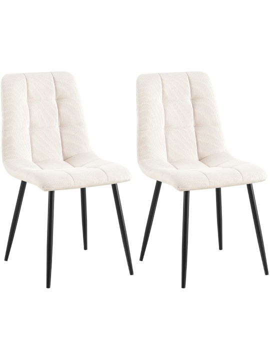 Sæt med 2 spisestuestole Tilde Cord, creme