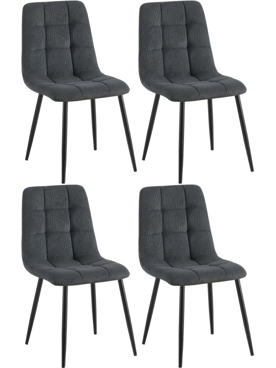 Sæt med 4 spisestuestole Tilde Cord, sort