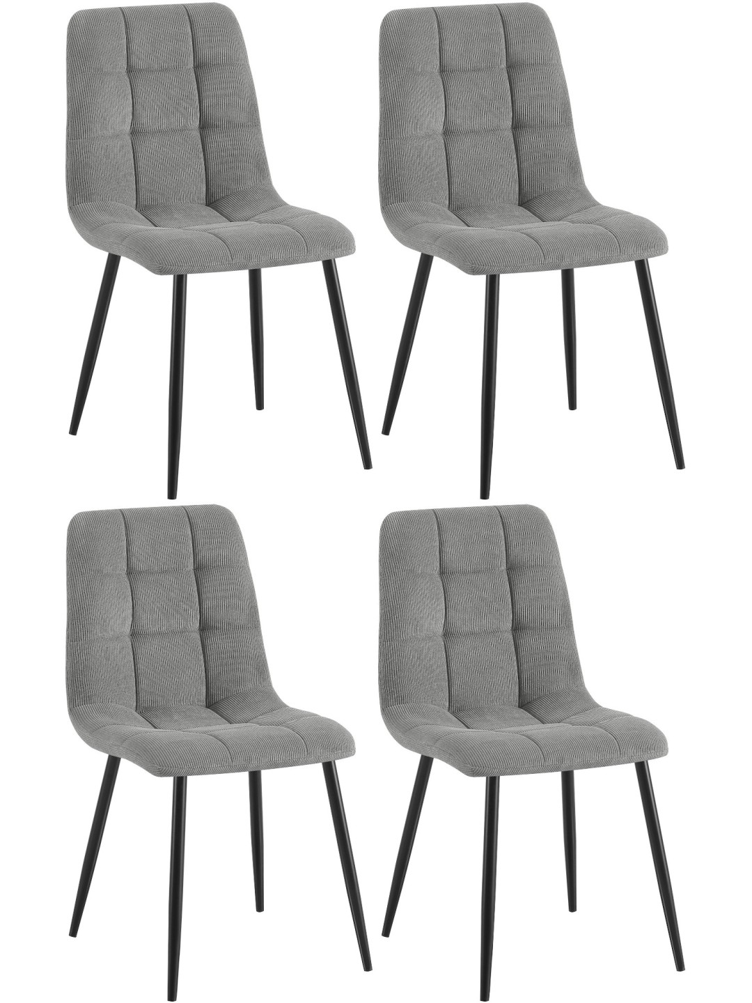 Sæt med 4 spisestuestole Tilde Cord, grå