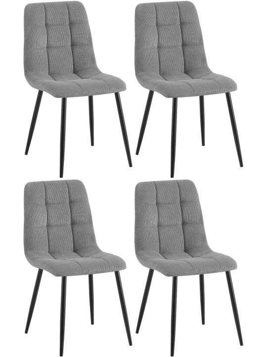 Sæt med 4 spisestuestole Tilde Cord, grå