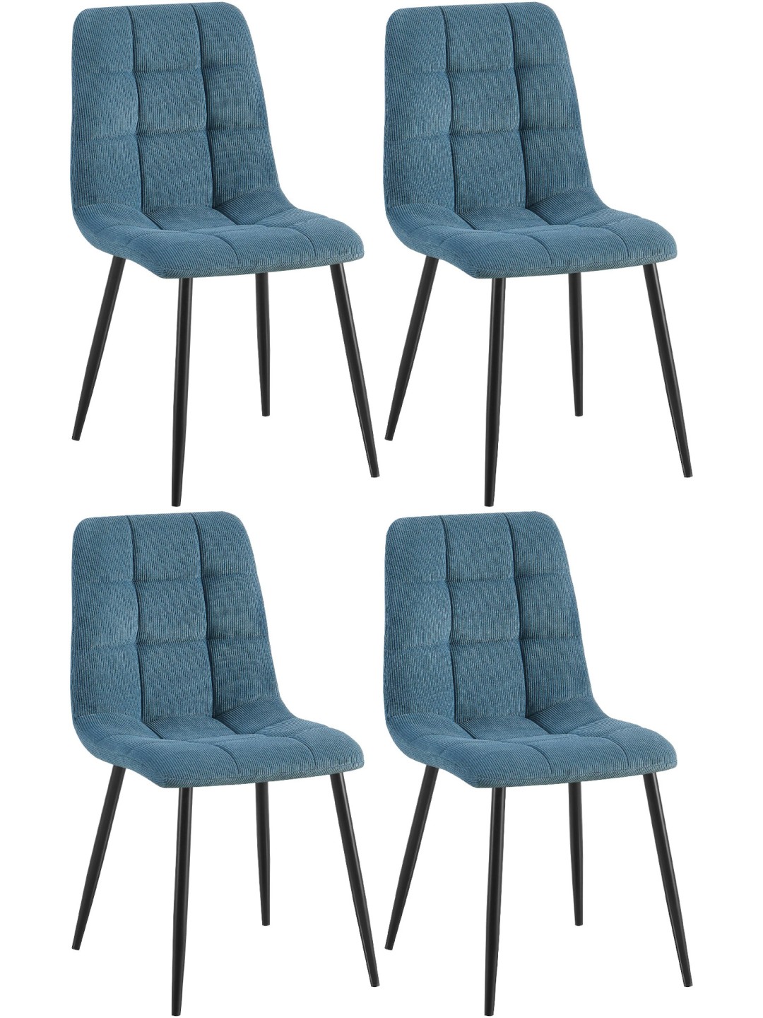 Sæt med 4 spisestuestole Tilde Cord, blå
