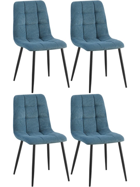 Sæt med 4 spisestuestole Tilde Cord, blå