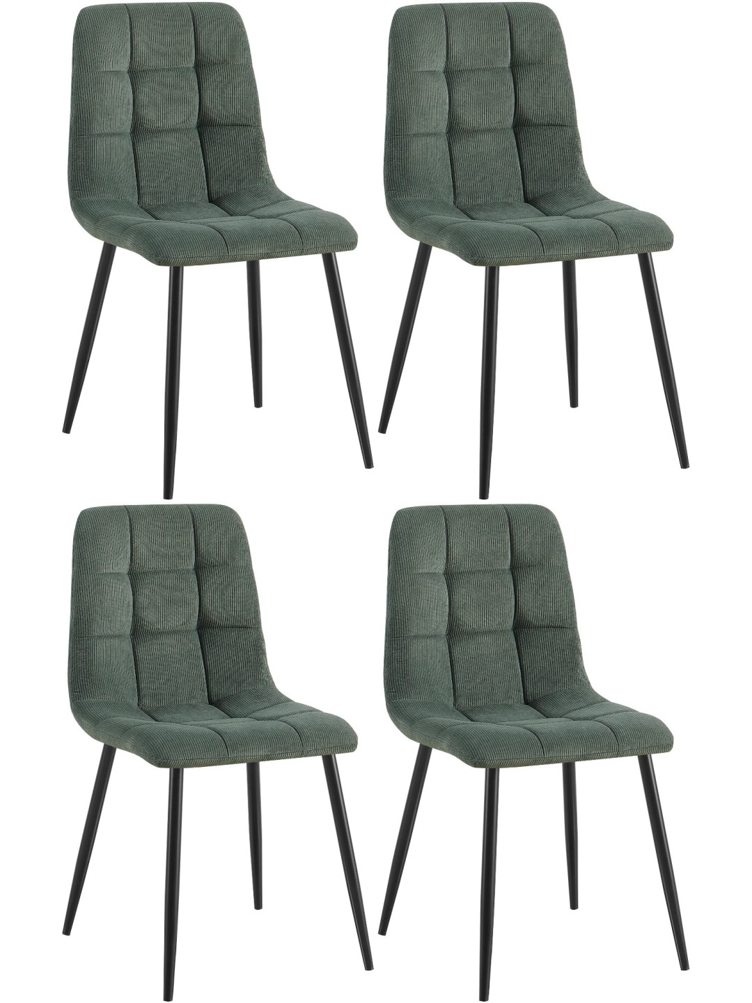 Sæt med 4 spisestuestole Tilde Cord, grøn