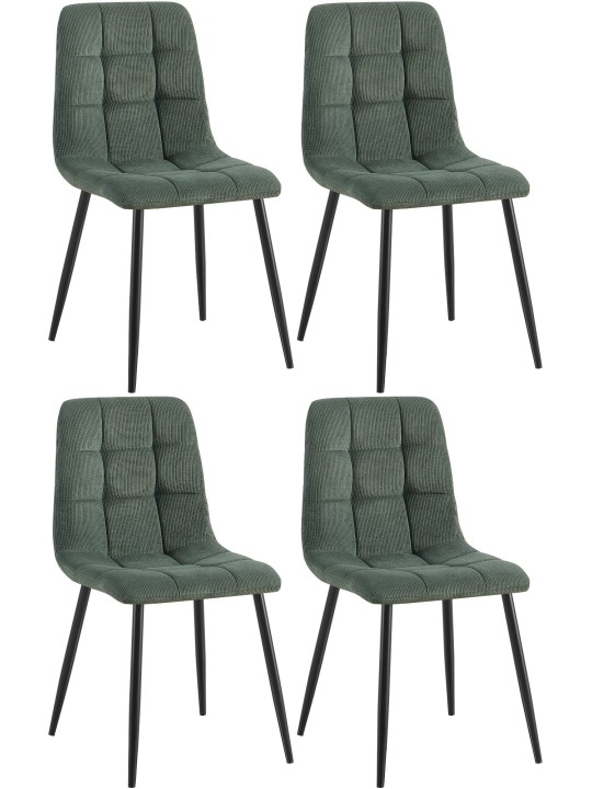 Sæt med 4 spisestuestole Tilde Cord, grøn