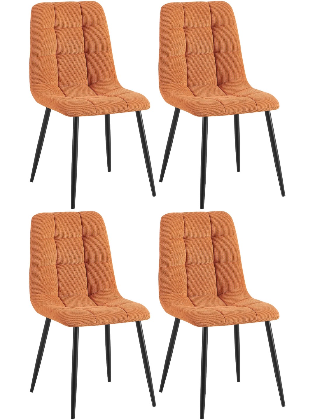 Sæt med 4 spisestuestole Tilde Cord, orange