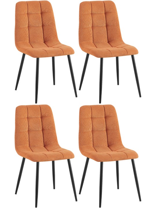 Sæt med 4 spisestuestole Tilde Cord, orange