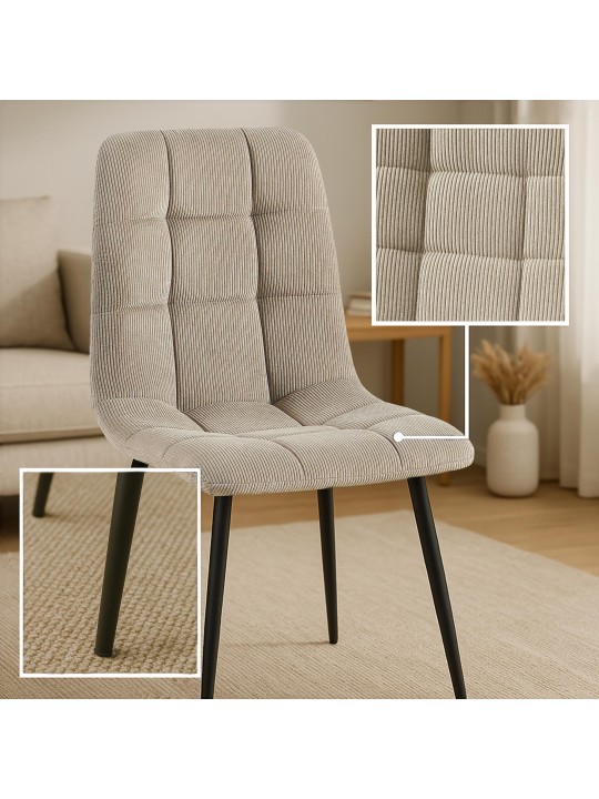 Sæt med 4 spisestuestole Tilde Cord, taupe