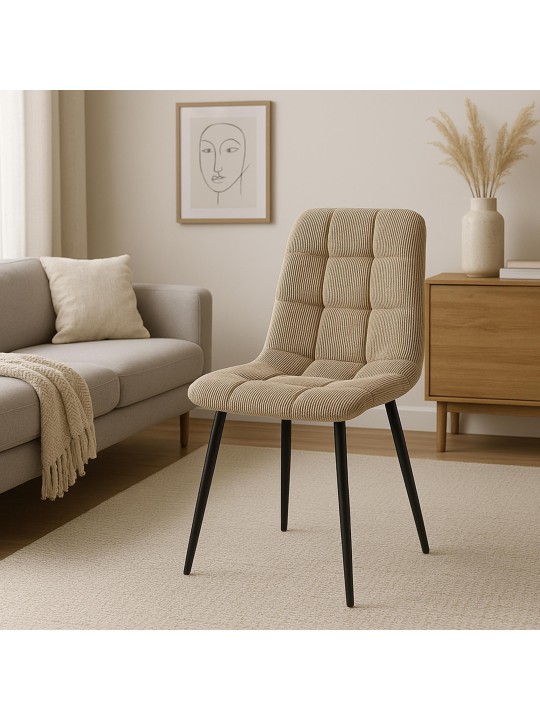 Sæt med 4 spisestuestole Tilde Cord, taupe