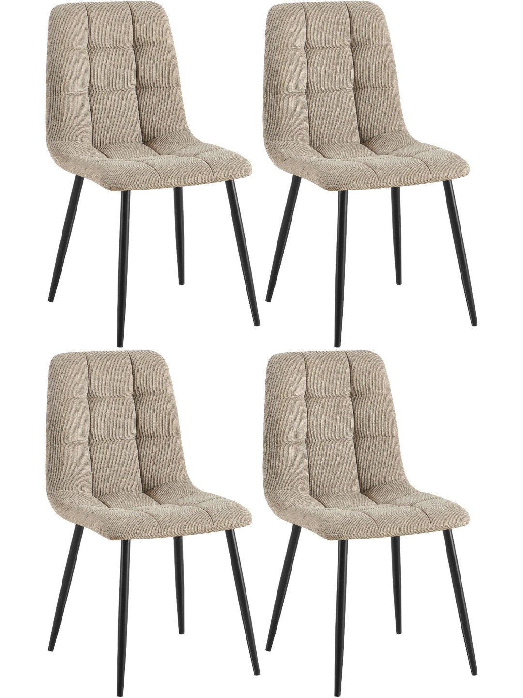 Sæt med 4 spisestuestole Tilde Cord, taupe