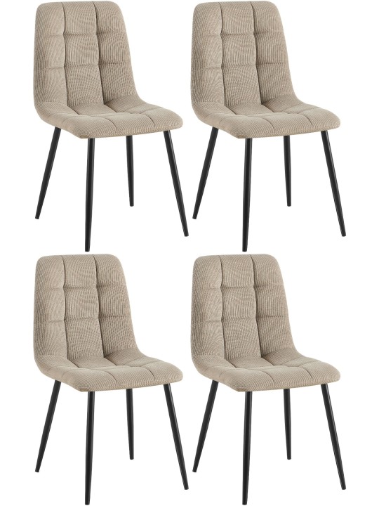 Sæt med 4 spisestuestole Tilde Cord, taupe