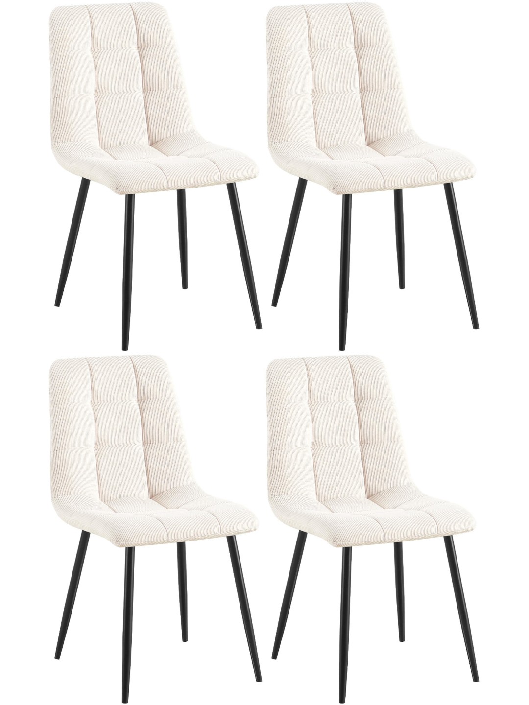 Sæt med 4 spisestuestole Tilde Cord, creme