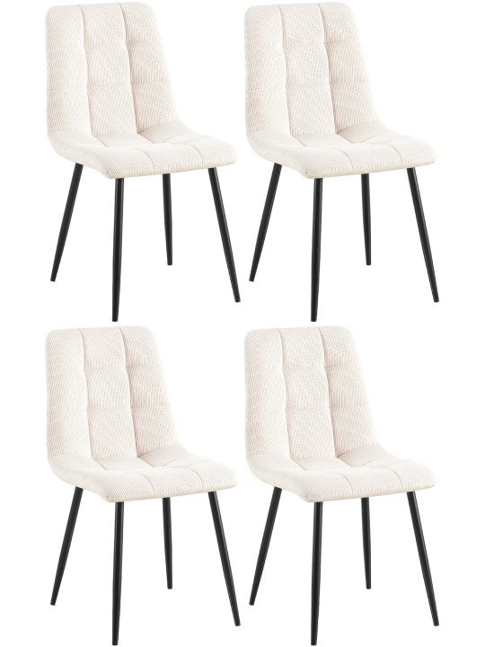 Sæt med 4 spisestuestole Tilde Cord, creme