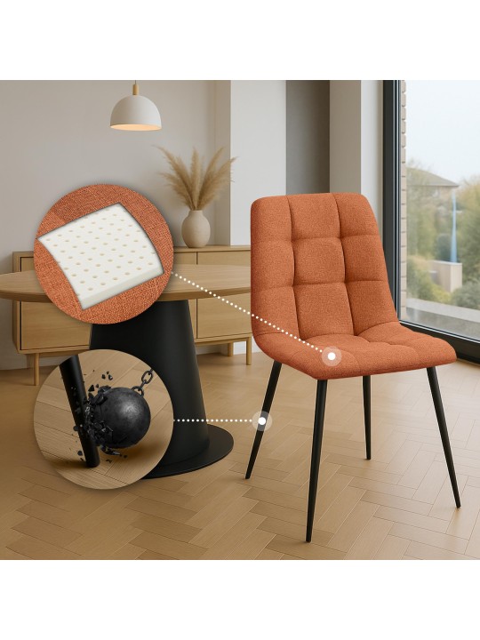 Sæt med 2 spisestuestole Tilde stof, orange