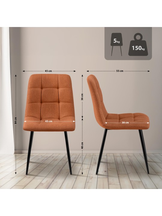 Sæt med 2 spisestuestole Tilde stof, orange