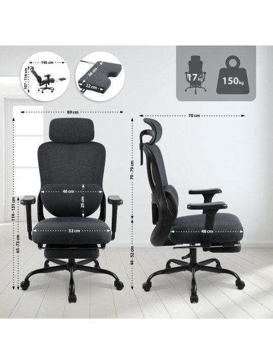 Kontorstol Leesburg, sort/sort